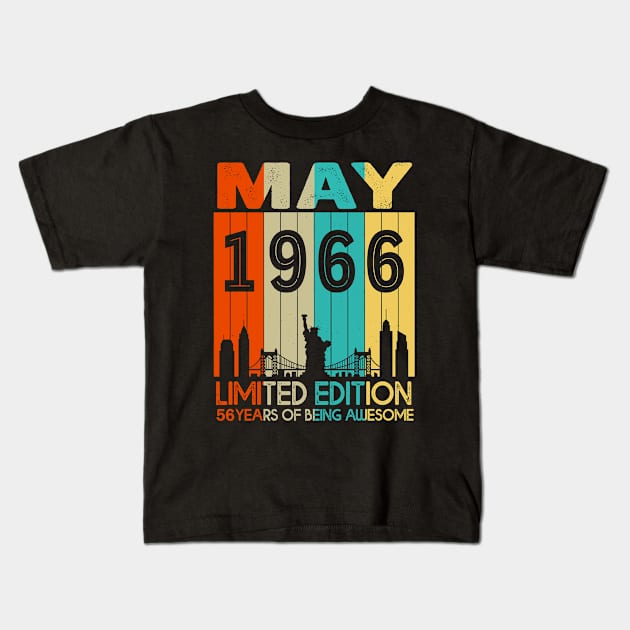 Vintage May 1966 Limited Edition 56 Years Of Being Awesome Kids T-Shirt by sueannharley12